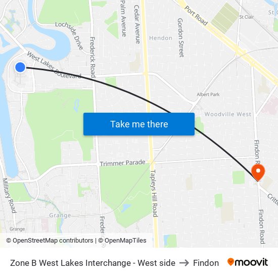 Zone B West Lakes Interchange - West side to Findon map