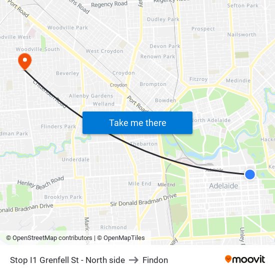 Stop I1 Grenfell St - North side to Findon map