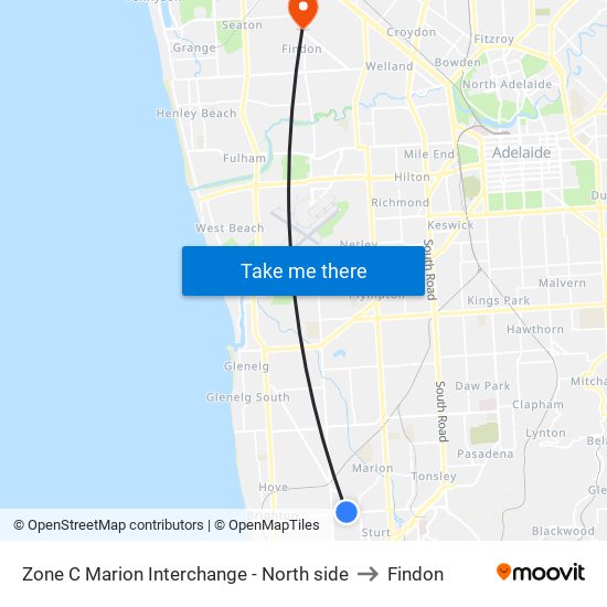 Zone C Marion Interchange - North side to Findon map