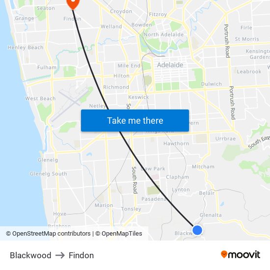 Blackwood to Findon map