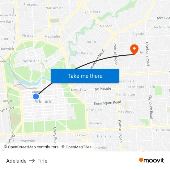 Adelaide to Firle map