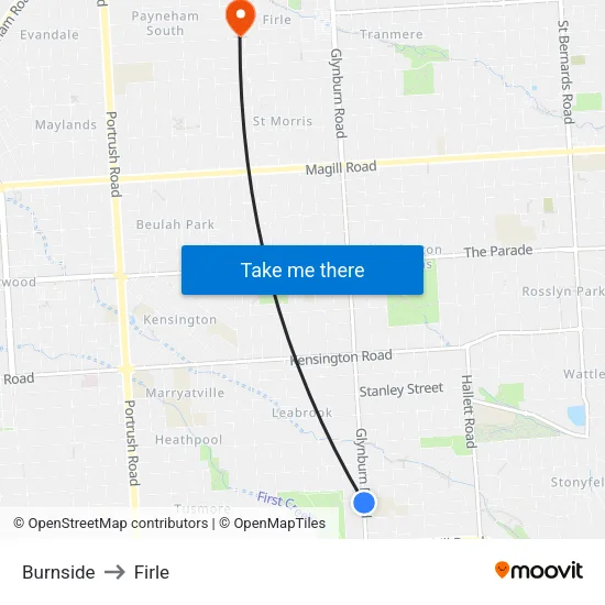 Burnside to Firle map