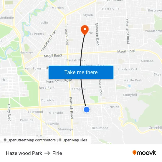 Hazelwood Park to Firle map