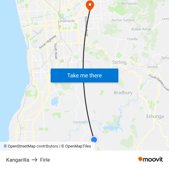 Kangarilla to Firle map