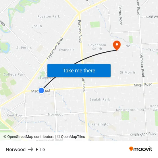 Norwood to Firle map