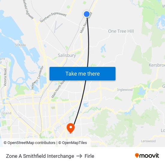 Zone A Smithfield Interchange to Firle map
