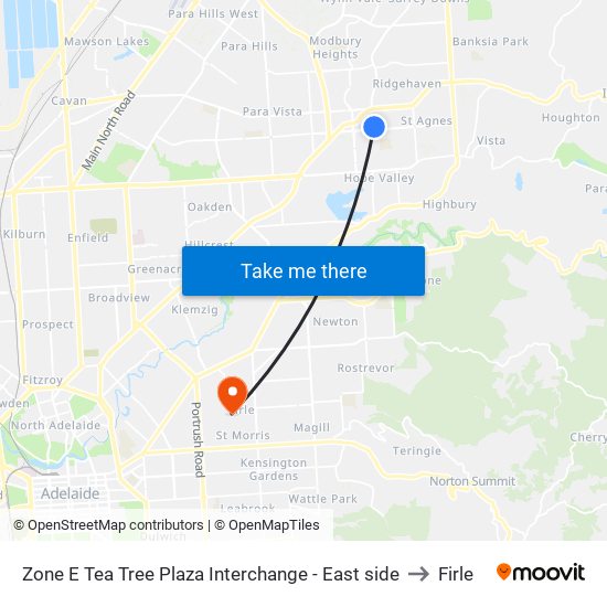 Zone E Tea Tree Plaza Interchange - East side to Firle map