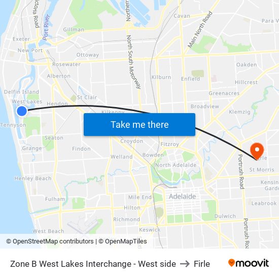 Zone B West Lakes Interchange - West side to Firle map