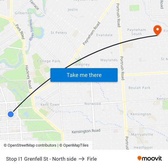 Stop I1 Grenfell St - North side to Firle map