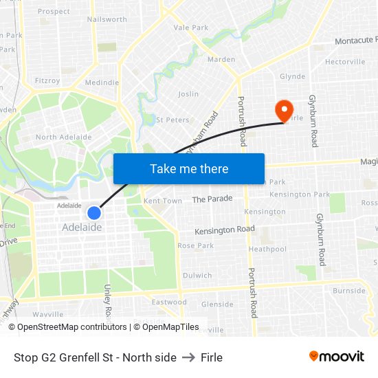 Stop G2 Grenfell St - North side to Firle map