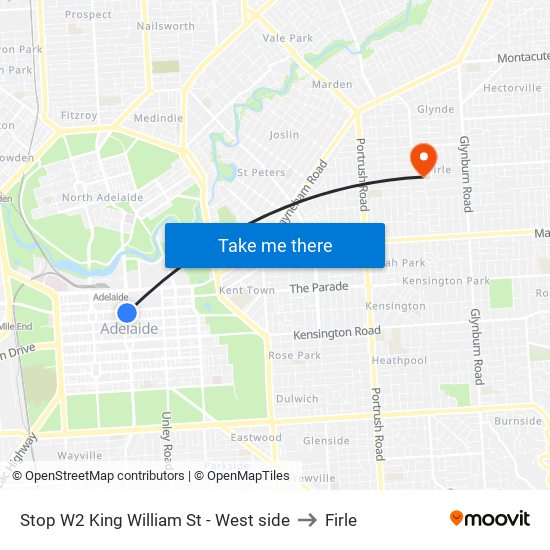 Stop W2 King William St - West side to Firle map