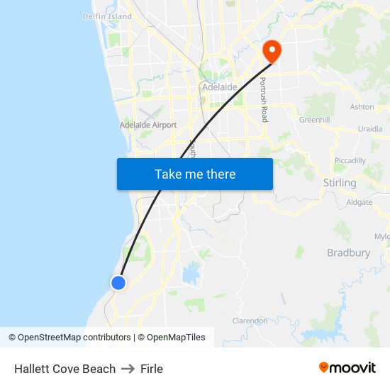 Hallett Cove Beach to Firle map