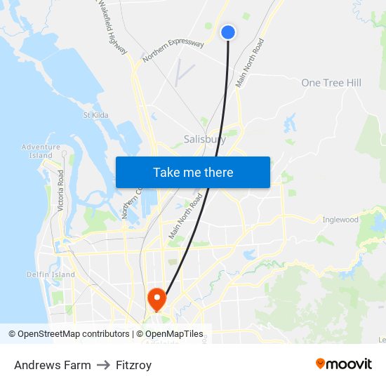 Andrews Farm to Fitzroy map