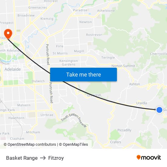 Basket Range to Fitzroy map