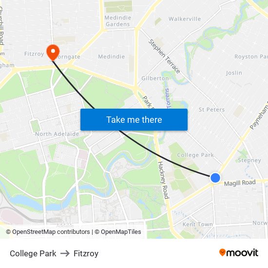 College Park to Fitzroy map