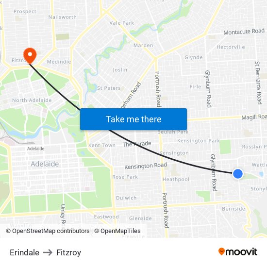 Erindale to Fitzroy map