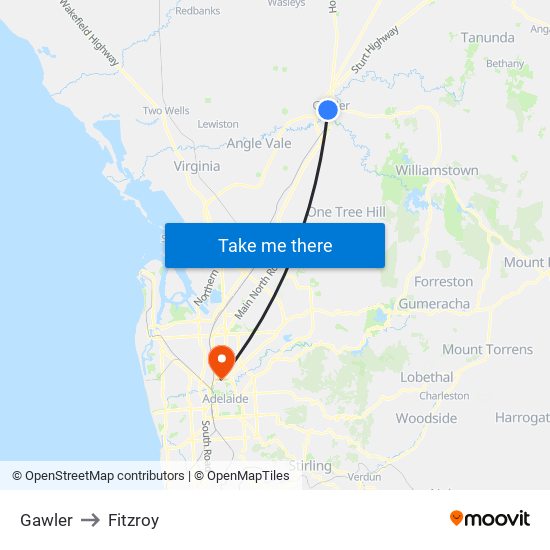 Gawler to Fitzroy map