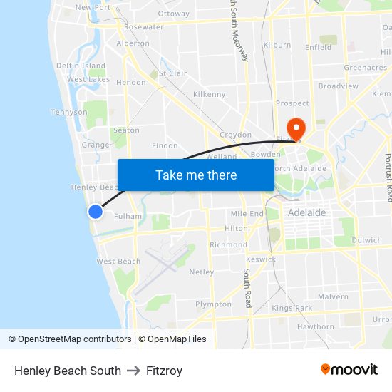 Henley Beach South to Fitzroy map