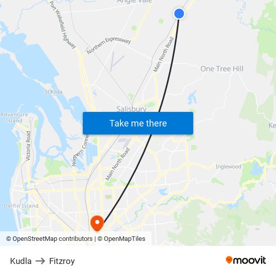 Kudla to Fitzroy map