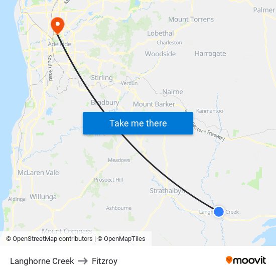 Langhorne Creek to Fitzroy map