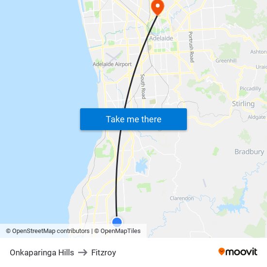 Onkaparinga Hills to Fitzroy map