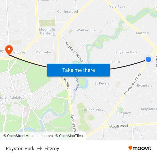 Royston Park to Fitzroy map