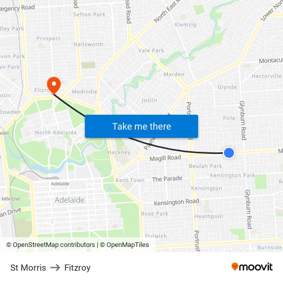 St Morris to Fitzroy map