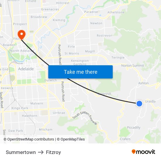 Summertown to Fitzroy map