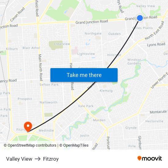 Valley View to Fitzroy map