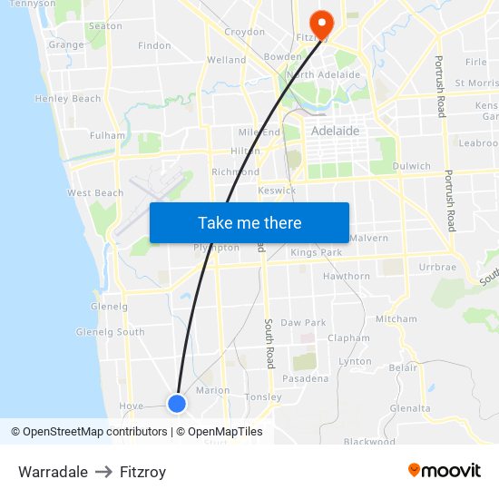 Warradale to Fitzroy map