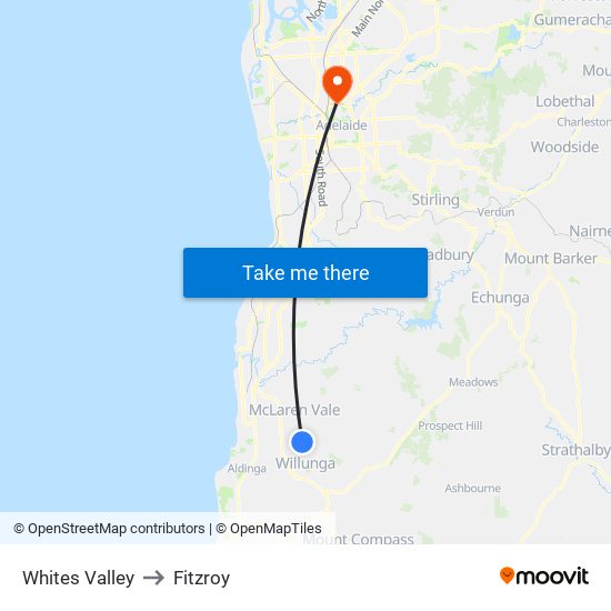 Whites Valley to Fitzroy map