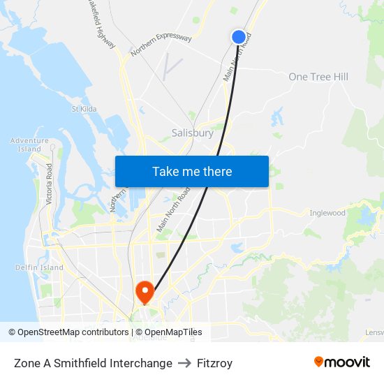 Zone A Smithfield Interchange to Fitzroy map