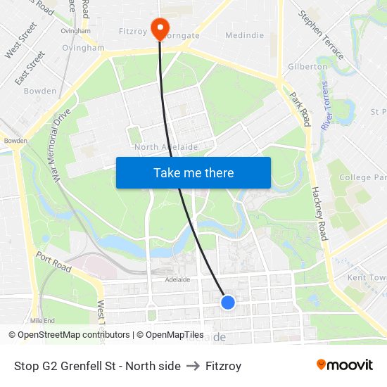 Stop G2 Grenfell St - North side to Fitzroy map