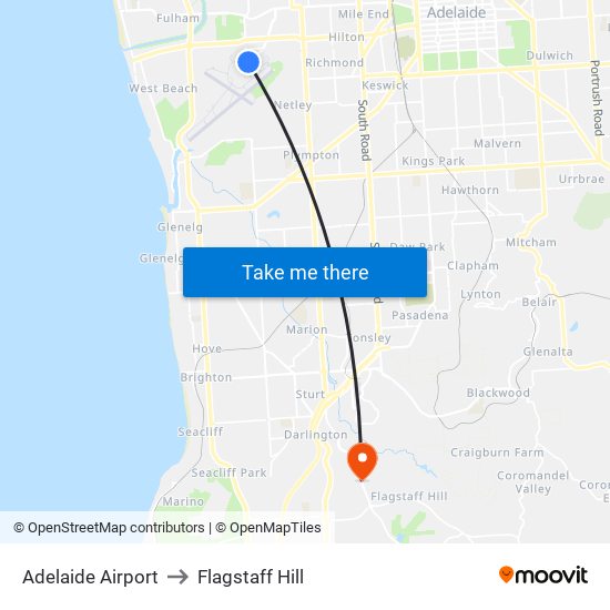 Adelaide Airport to Flagstaff Hill map