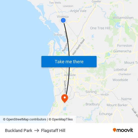 Buckland Park to Flagstaff Hill map