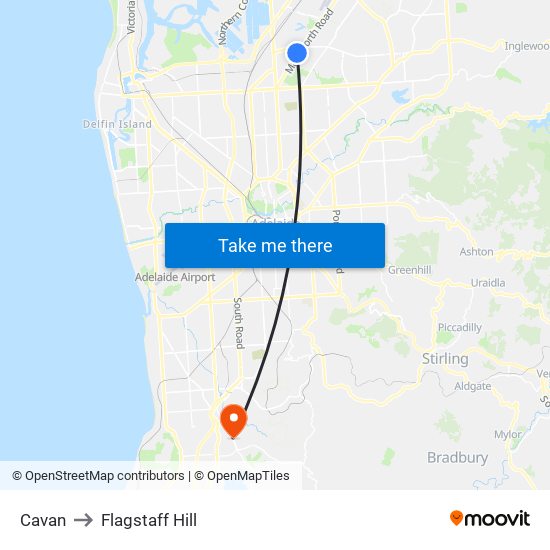 Cavan to Flagstaff Hill map