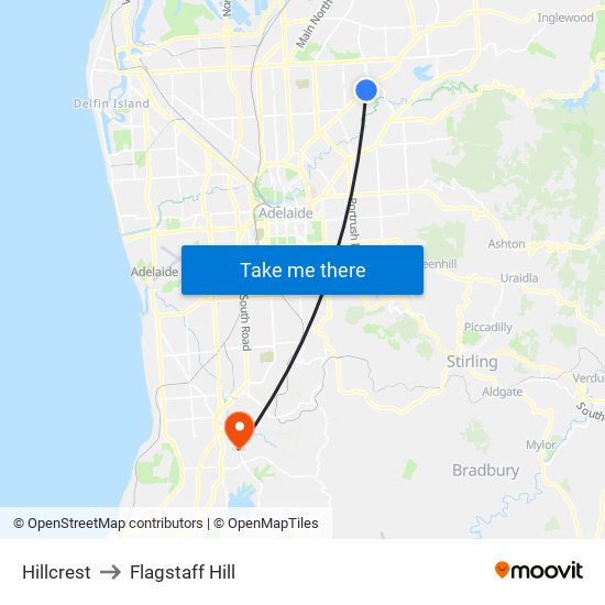 Hillcrest to Flagstaff Hill map