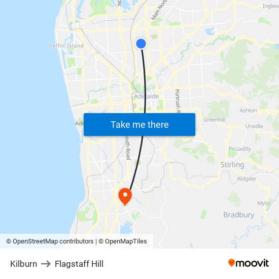 Kilburn to Flagstaff Hill map