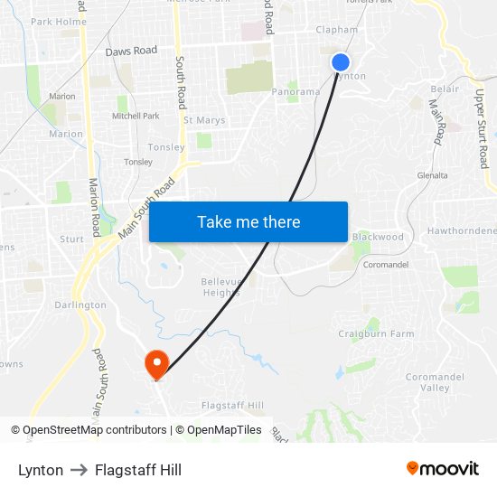 Lynton to Flagstaff Hill map