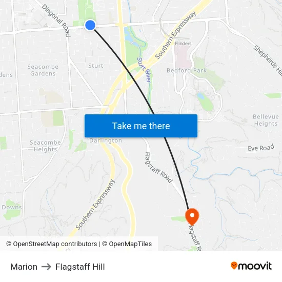 Marion to Flagstaff Hill map