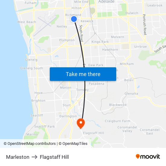 Marleston to Flagstaff Hill map