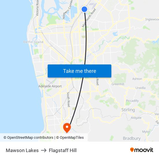 Mawson Lakes to Flagstaff Hill map