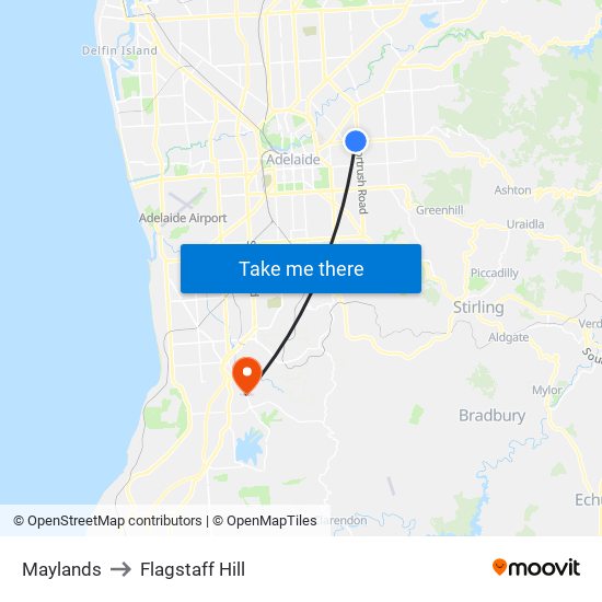 Maylands to Flagstaff Hill map