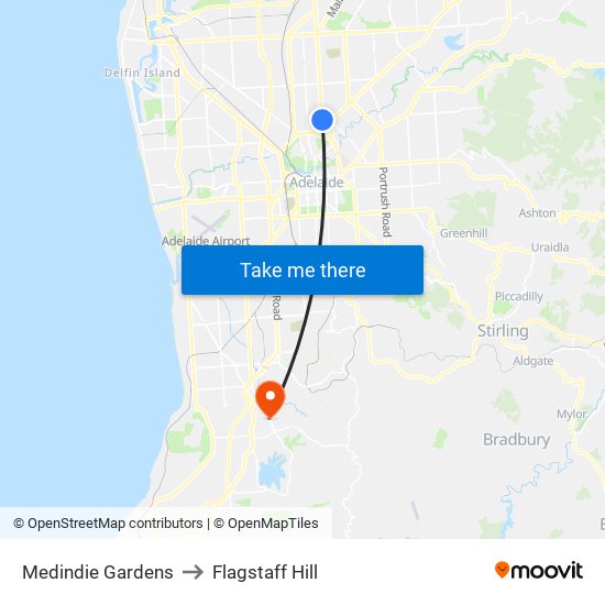 Medindie Gardens to Flagstaff Hill map