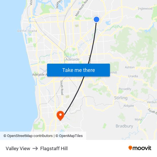 Valley View to Flagstaff Hill map