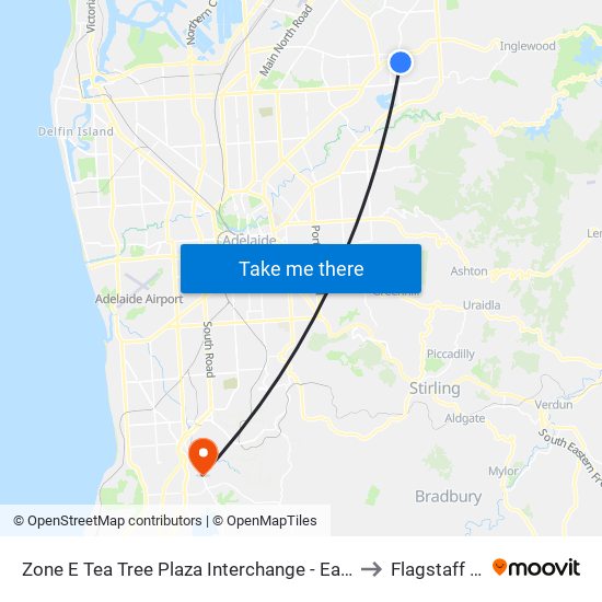 Zone E Tea Tree Plaza Interchange - East side to Flagstaff Hill map