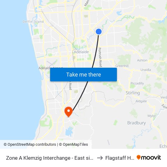 Zone A Klemzig Interchange - East side to Flagstaff Hill map