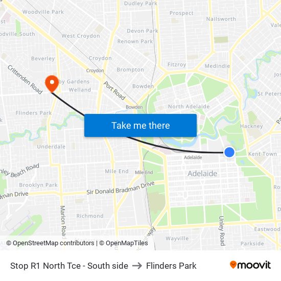 Stop R1 North Tce - South side to Flinders Park, Adelaide with public ...