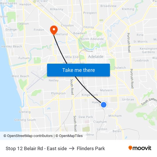 Stop 12 Belair Rd - East side to Flinders Park map