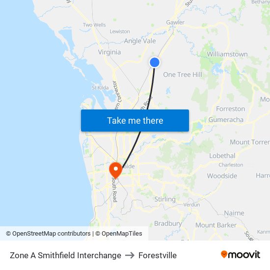 Zone A Smithfield Interchange to Forestville map